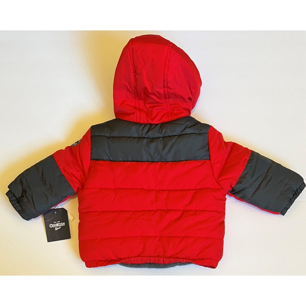 NEW - OSHKOSH B'GOSH - Red Lined Coat Jacket - Baby 12 Months - Picture 2 of 7